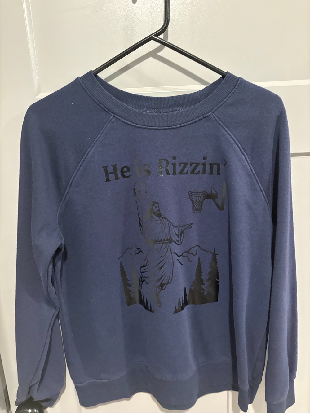 Athletic Works Navy Blue Graphic Sweatshirt - 'He Is Rizzin''